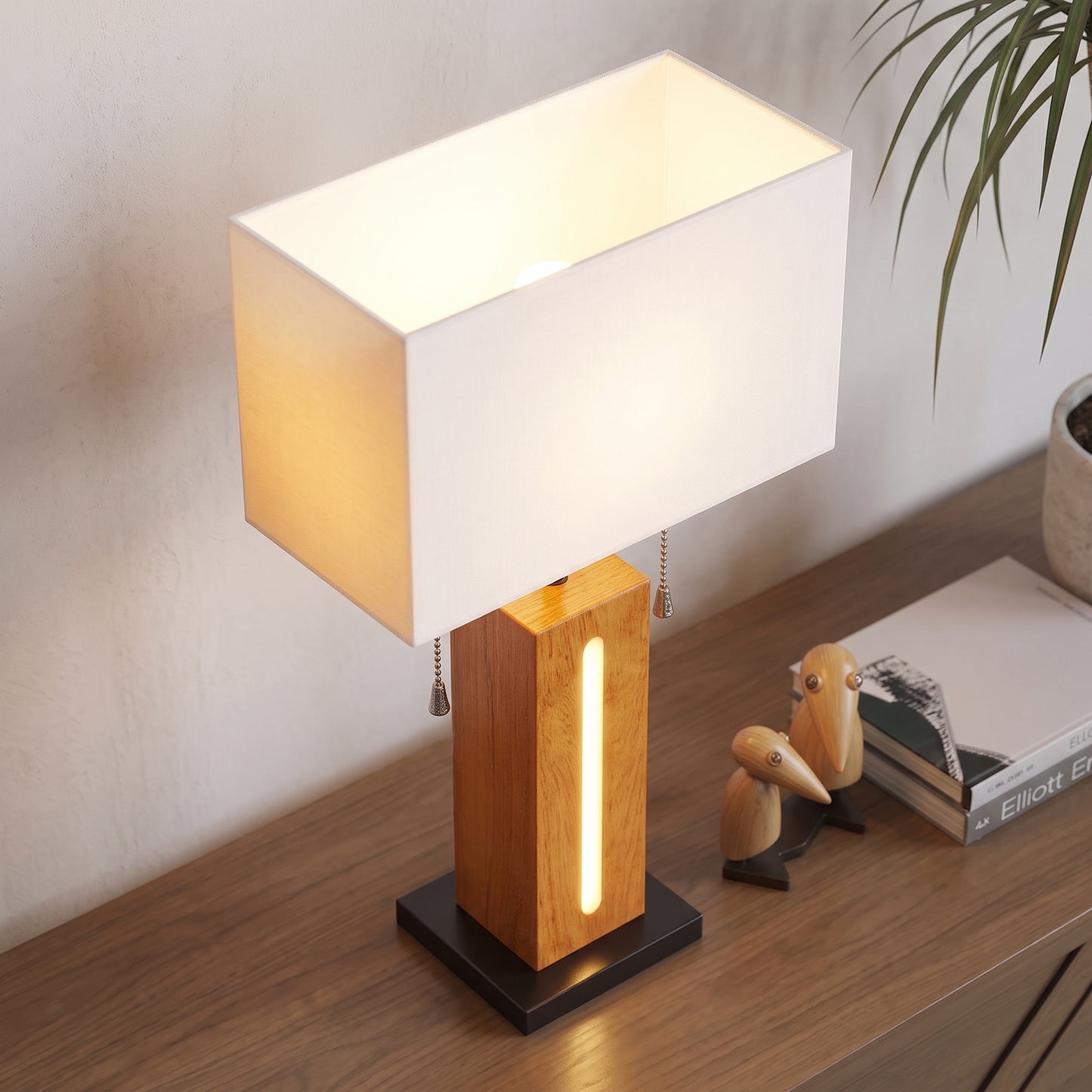 Rustic Wood Table Lamp Set